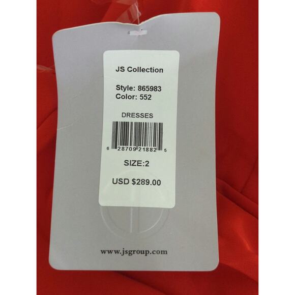 JS Collections Red Ruched Back V Neck Party Dress Women 2‎ NWT Valentine Holiday - Picture 14 of 14